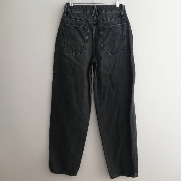 Good American 90s Loose Fit Straight Leg Trouser Jeans Black191 Size 26 (2) - Picture 3 of 14